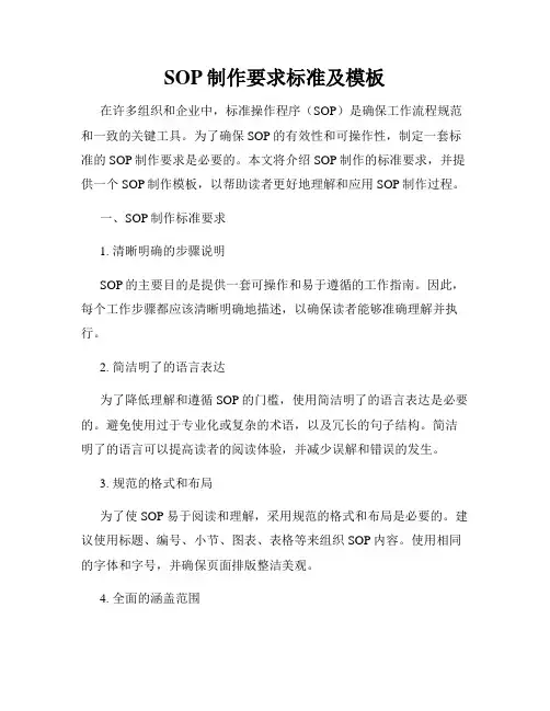 SOP制作要求标准及模板