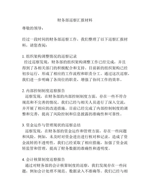 财务部巡察汇报材料