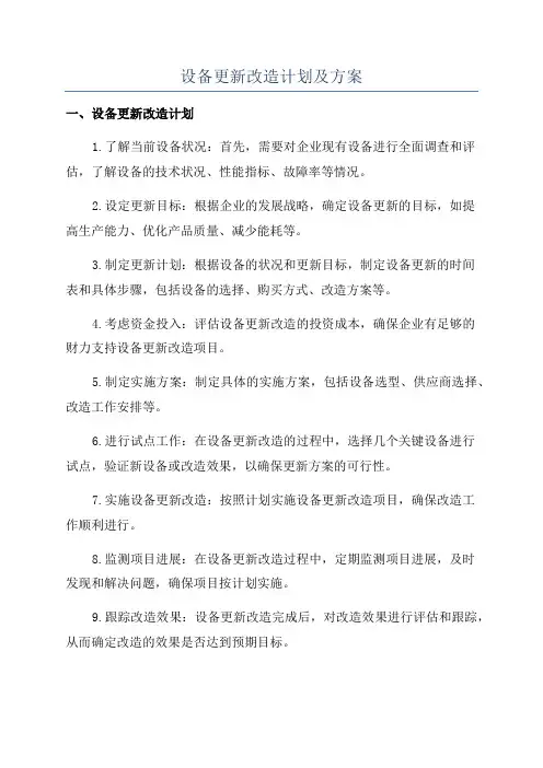 设备更新改造计划及方案