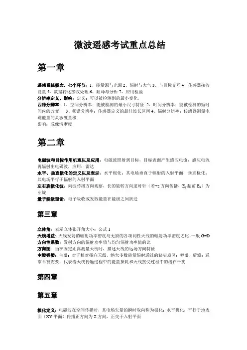 微波遥感考试1