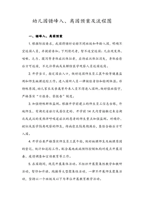 疫情期间幼儿园错峰入园离园预案及流程图(可编辑)