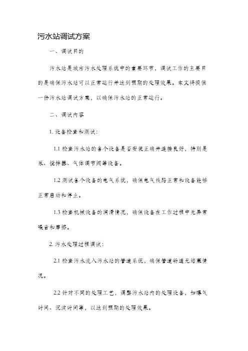 污水站调试方案