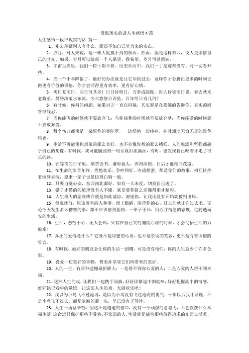 一段很现实的话人生感悟4篇