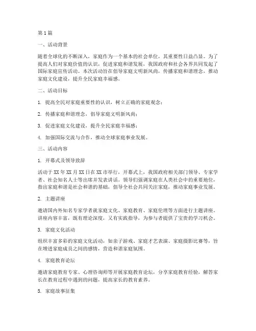 国际家庭宣传活动总结(3篇)