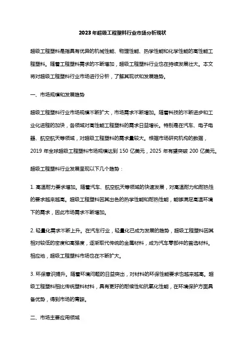 2023年超级工程塑料行业市场分析现状