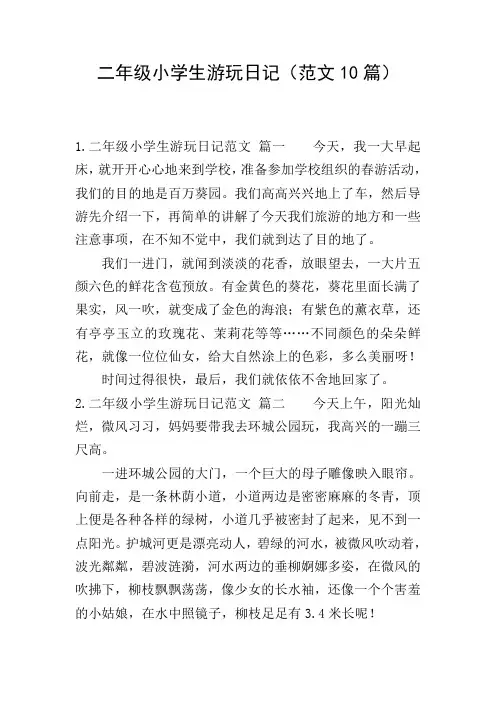 二年级小学生游玩日记(范文10篇)
