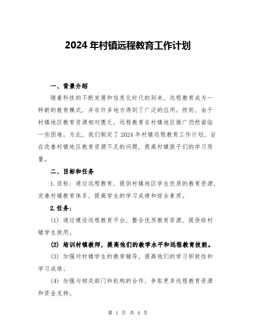 2024年村镇远程教育工作计划
