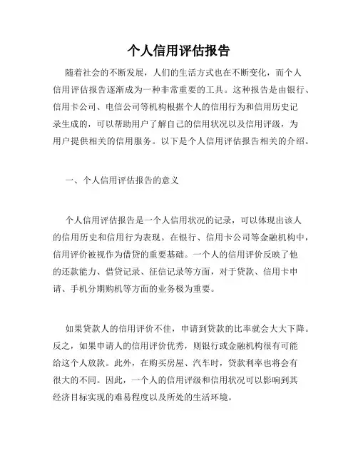 个人信用评估报告