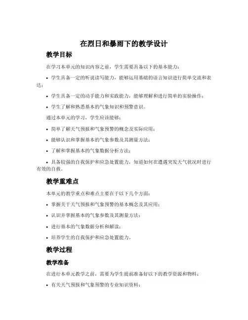 《在烈日和暴雨下》教学设计1