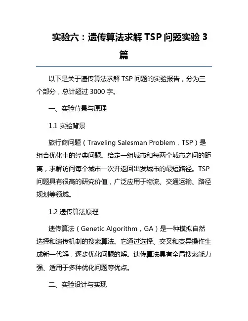 实验六：遗传算法求解TSP问题实验3篇