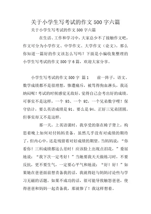 关于小学生写考试的作文500字六篇