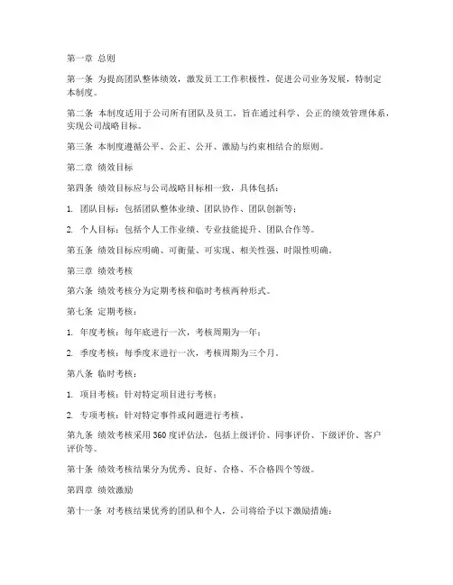 团队及人员绩效管理制度