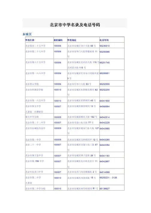 北京市中学名录及电话号码-bf5a