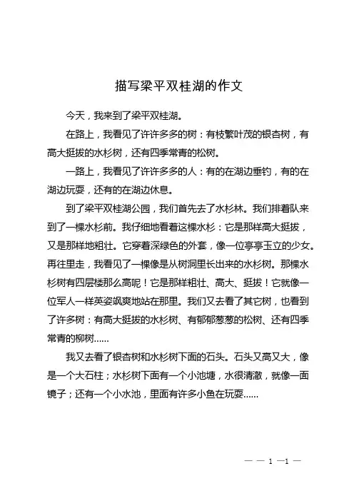 描写梁平双桂湖的作文