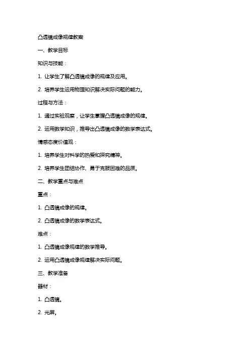 凸透镜成像规律教案