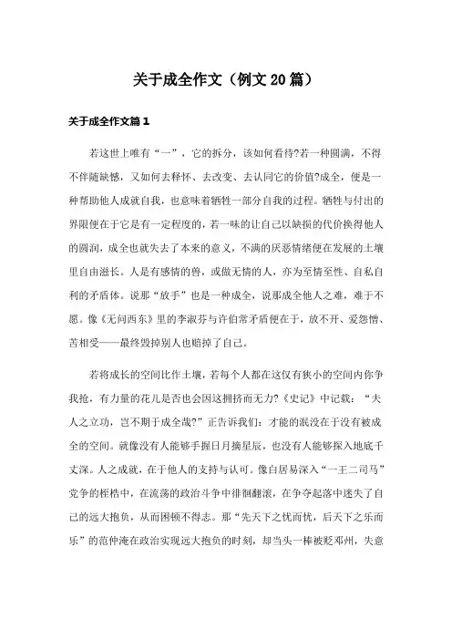 关于成全作文(例文20篇)