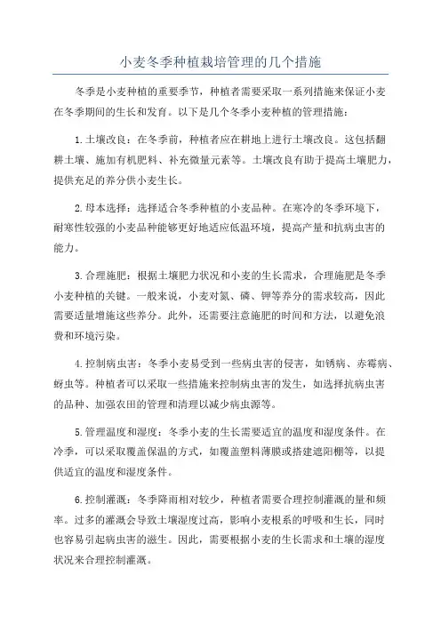 小麦冬季种植栽培管理的几个措施