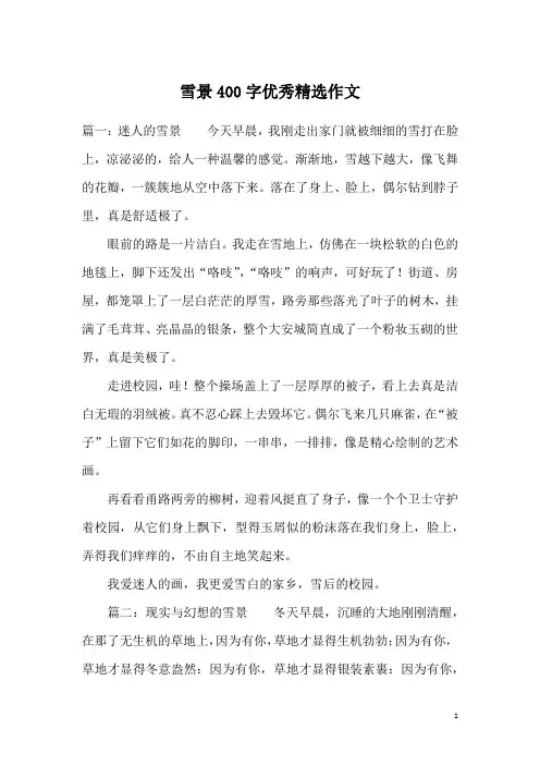 雪景400字优秀精选作文