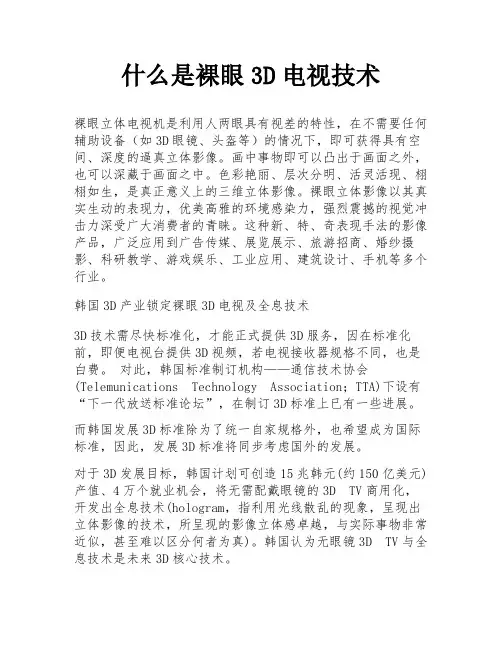 什么是裸眼3D电视技术