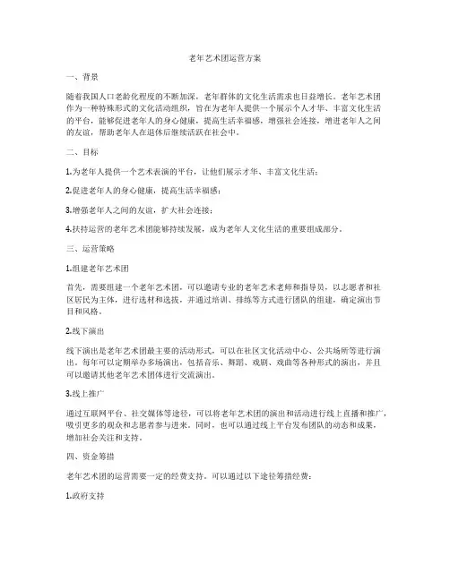 老年艺术团运营方案