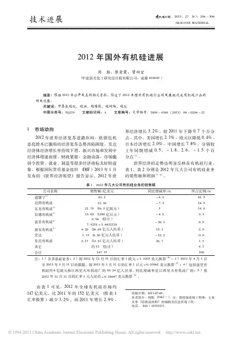 2012年国外有机硅进展_周勤