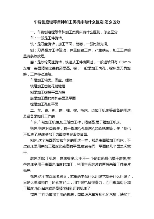 车铣刨磨镗等各种加工类机床有什么区别,怎么区分