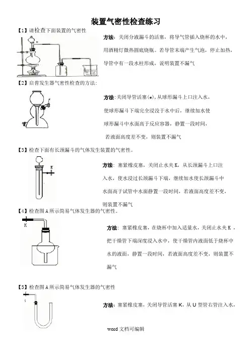 各种装置的气密性检查方法及答案.doc