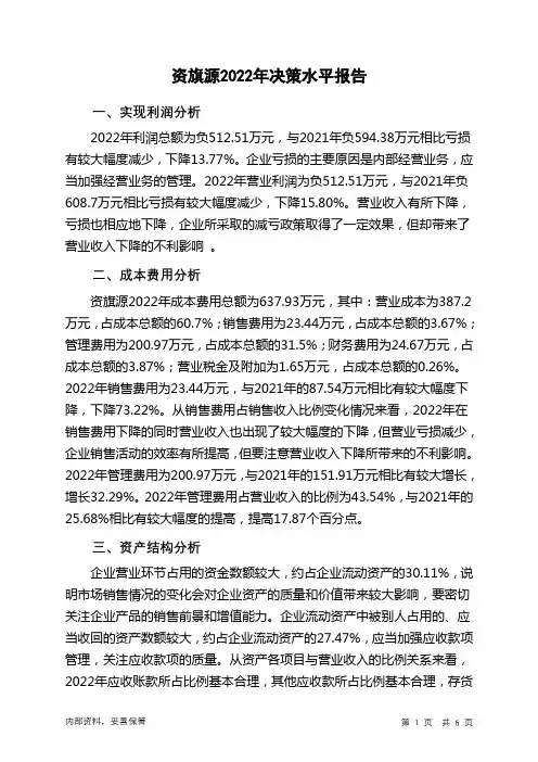 835851资旗源2022年决策水平分析报告