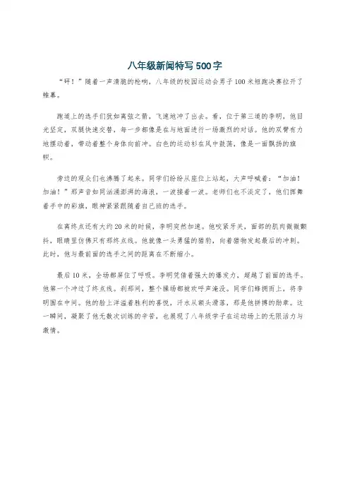 八年级新闻特写500字