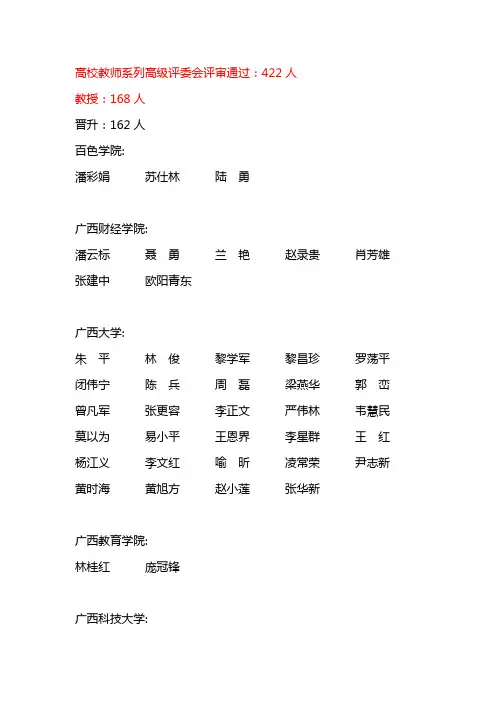 2013高校教师系列高级评委会评审通过：422人