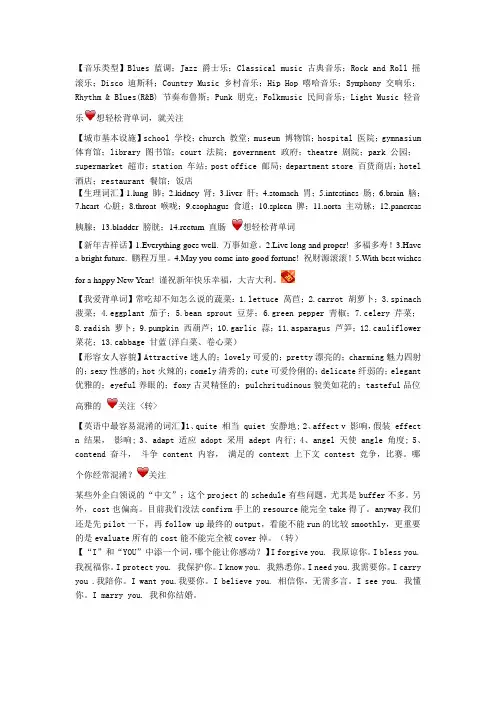 音乐类型 英语