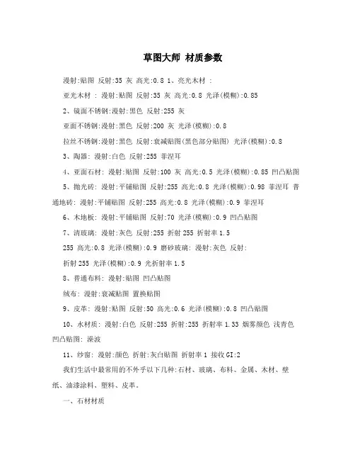 草图大师材质参数