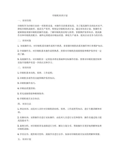 印刷机培训计划