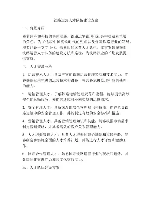 铁路运营人才队伍建设方案