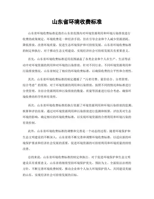 山东省环境收费标准