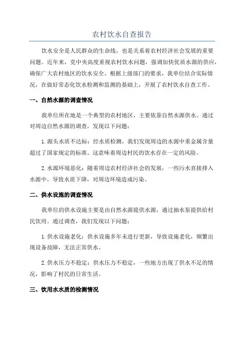 农村饮水自查报告