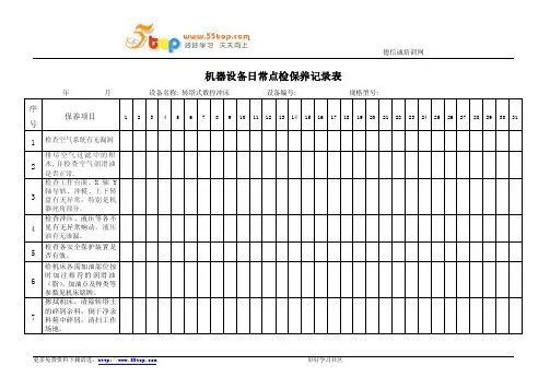 转塔式数控冲床点检保养记录表