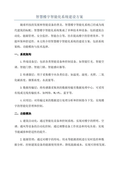 智慧楼宇智能化系统建设方案