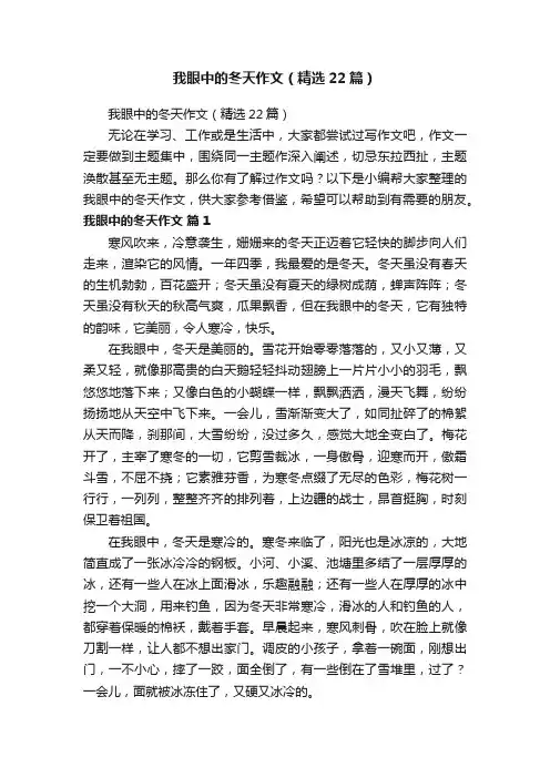 我眼中的冬天作文（精选22篇）