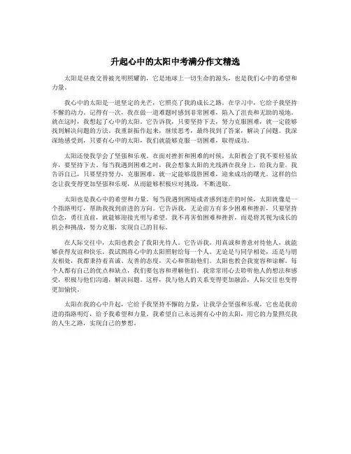 升起心中的太阳中考满分作文精选