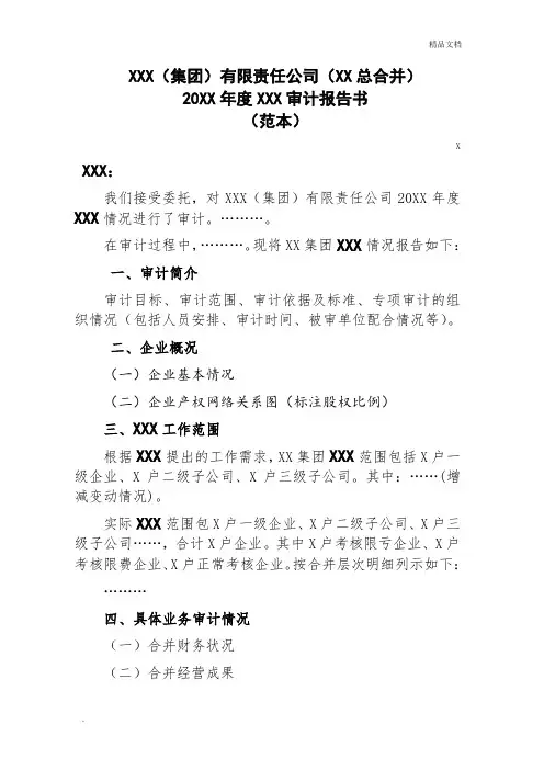 国有企业审计报告书范本