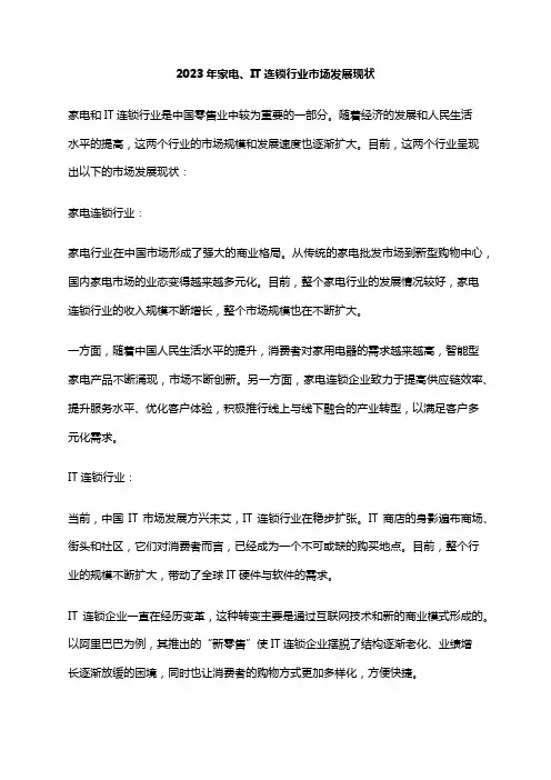 2023年家电、IT连锁行业市场发展现状