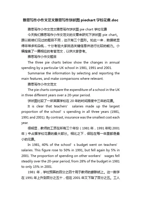 雅思写作小作文范文雅思写作饼状图piechart学校花费.doc