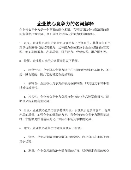 企业核心竞争力的名词解释