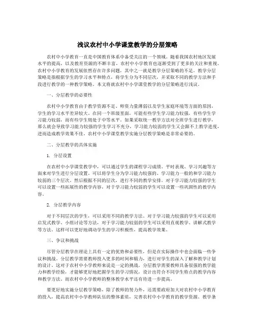 浅议农村中小学课堂教学的分层策略