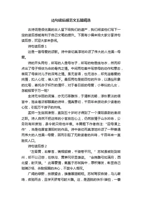 诗句读后感范文五篇精选