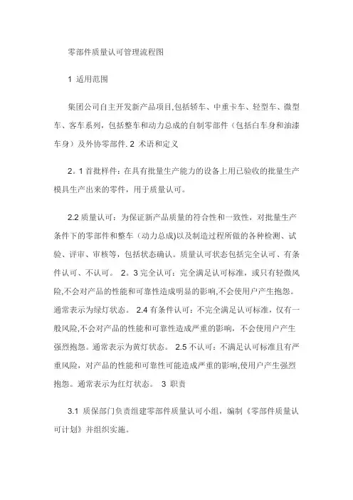 零部件质量认可管理流程