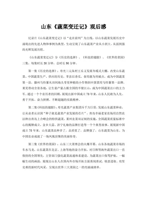 山东《蔬菜变迁记》观后感