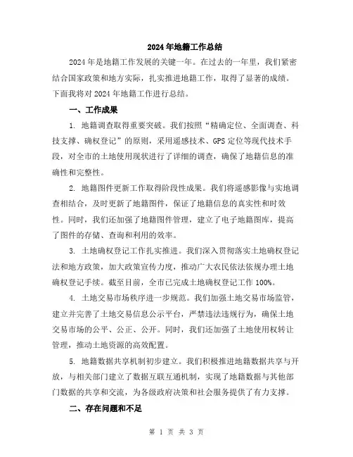 2024年地籍工作总结