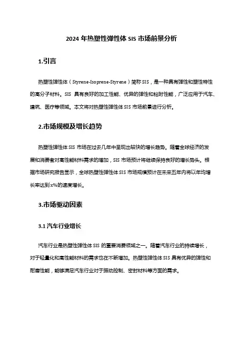 2024年热塑性弹性体SIS市场前景分析
